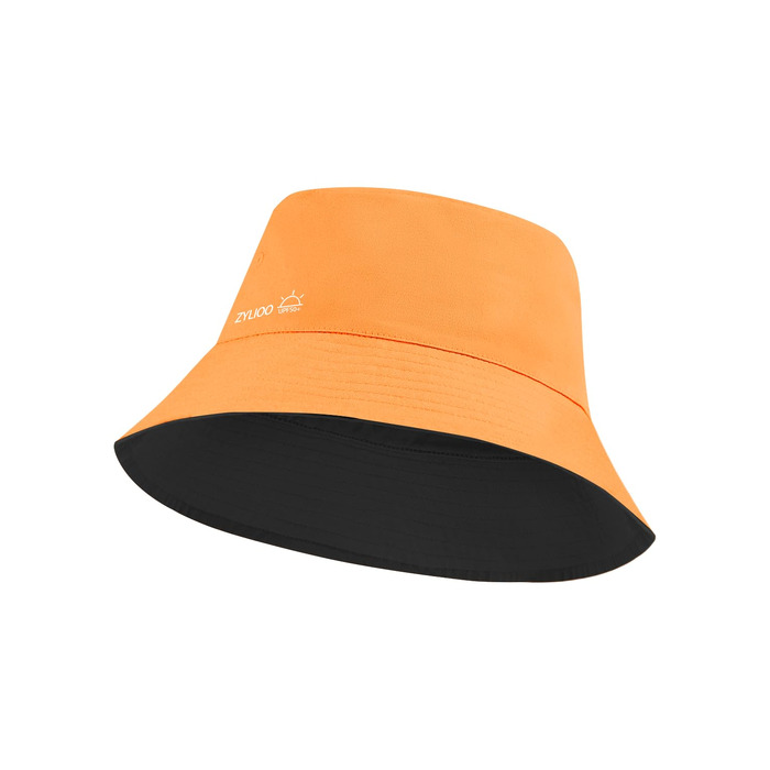 Чоловічий сонцезахисний капелюх-рибалка Zylioo (L-XL/XXL), двосторонній літній панама з UPF50+, розмір 62 см, чорно-помаранчевий
