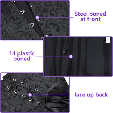 Корсет для жінок SZIVYSHI з мереживом та шнурівкою, чорний жаккард, розмір L