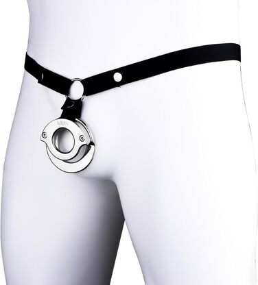 Чоловічий пояс для контролю (кайдани) з нержавіючої сталі - металевий когтей для статевого члена з регульованим замком - набір для кайданів BDSM з кільцями для статевого члена, для чоловіків (L 43 мм)
