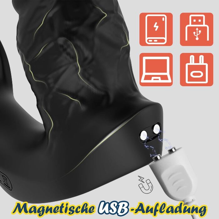 Анальні вібратори TDLPlus з 9 телескопічних та 9 режимів вібрації – ергономічний анальний дildo та анальний плагін для стимуляції простати, з подвійним кільцем для пеніса, секс-іграшки для чоловіків та пар