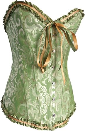 Корсет жіночий корсаж, корсет вінтажний готичний бюстєль, корсет шнурується, повномірний корсет, топ-корсет, 3XL, зелений