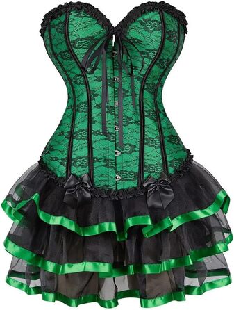 Сукня-корсет з мереживом, зелена, для свята та Хелловіну (XXS)