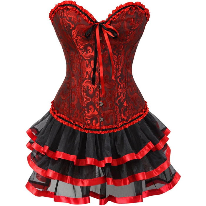 Сукня-корсет Moulin Rouge в готичному стилі з спідницею, розміри S-3XL (3XL, 01 Hot Pink)