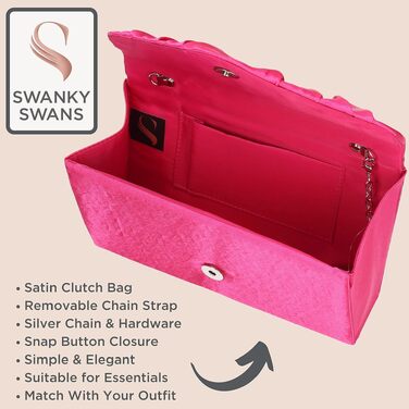 Жіночий вечірній клатч SwankySwans Chantel із сатину, колір фуксія