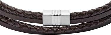 Чоловічий браслет Fossil Casual Texture з натуральної шкіри та нержавіючої сталі, коричневий, з магнітним або складаним замком