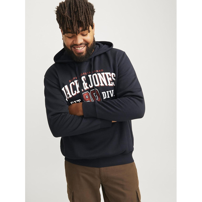Чоловічий худі Jack & Jones Plus Size з логотипом, темно-синій, розмір 3XL