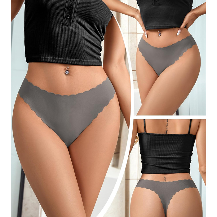Штани жіночі SHARICCA Nahtose Seamess, Сліпи, Танга, Хіпстер, Сліпи, Сексі, Зручні, XS-3X (Сірий)