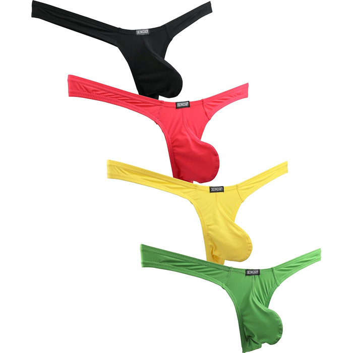 Сексуальна чоловіча труси T-back iKingky (4 шт., S) - бавовна, дихаюча тканина