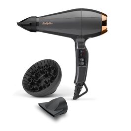 Професійний фен для волосся BaByliss Italian Air Pro 6719DE з дифузором, 2200 Вт, іонізація Anti-Frizz, 2 режими температури та швидкості, чорний