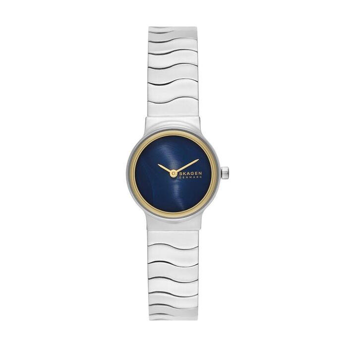 Жіночий кварцовий годинник Skagen Freja Lille (26 мм), золотистий з чорним циферблатом, сталевий або шкіряний ремінець