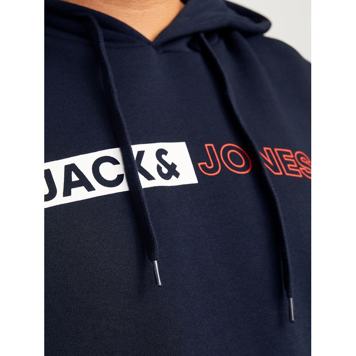 Чоловічий теплий худі з принтом JACK & JONES Basic JJEOGO, колір Dusty Olive (великі розміри 8XL)