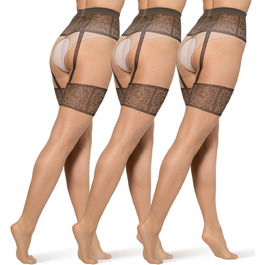 Шкарпетки-шкарпетки з візерунком BANANALU з відкритим кроком 20 Den XL Daino/Nero - 3 шт.