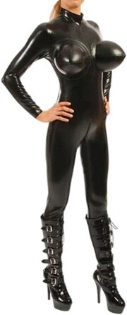 Латексний catsuit для жінок GAYLOP з надувною грудьми, чорний, розмір M
