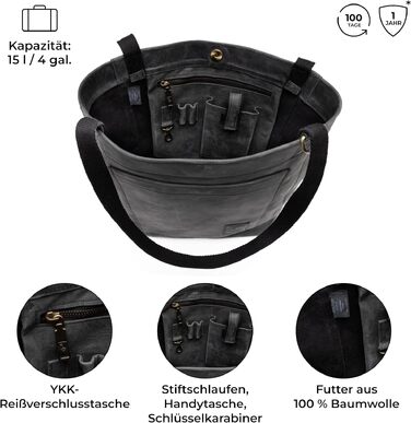 Жіноча шкіряна сумка-шопер Berliner Bags Vintage Seville, класична сумка з ручками (Темно-сіра)