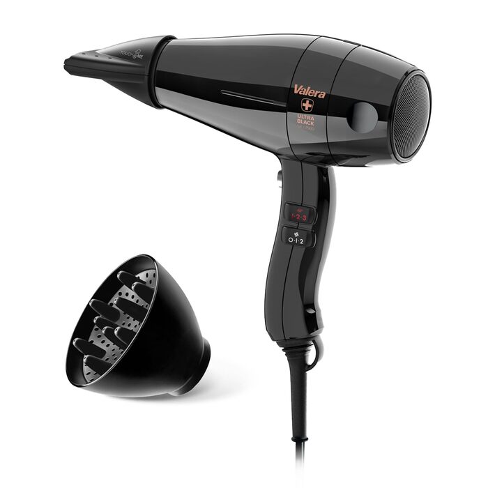 Професійний фен для волосся Valera Swiss Silent Jet Light 7500 Ultrablack, 2000 Вт, з іонним генератором та мотором PM-Pro