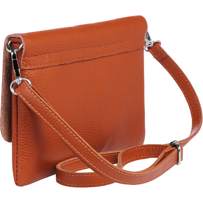 Жіноча шкіряна сумка-клатч Caspar Elegante Classic Line (модель №835), сумка через плече для вечірок з регульованим ременем, Made in Italy, іржаво-помаранчева