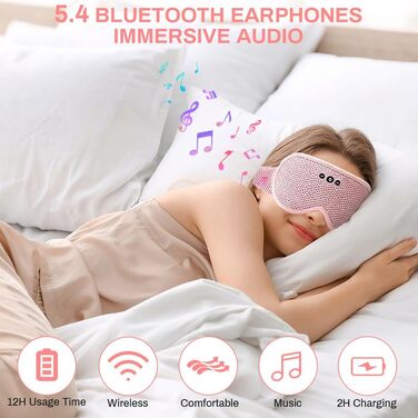 Bluetooth маска для сну flintronic з навушниками V5.4, бездротові стереонавушники для сну, подорожей, йоги та медитації, блідо-рожево-сіра