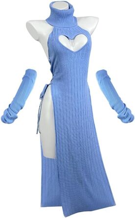 Костюм Чонгсам KORURACLUB Love: Преміум якість, Cosplay, білий/чорний, S-M (блакитний)