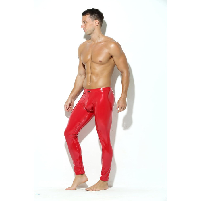 Чоловічі шкіряні лосини Bodywear4you з ефектом лак-латексу, облягаючі, червоні (M)
