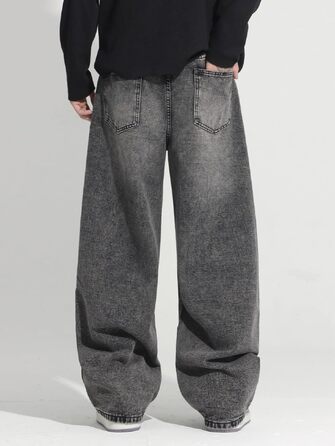 Чоловічі широкі джинси Baggy Y2K у стилі хіп-хоп та скейтбордингу з іррегулярними швами, сірі (H10, XS)