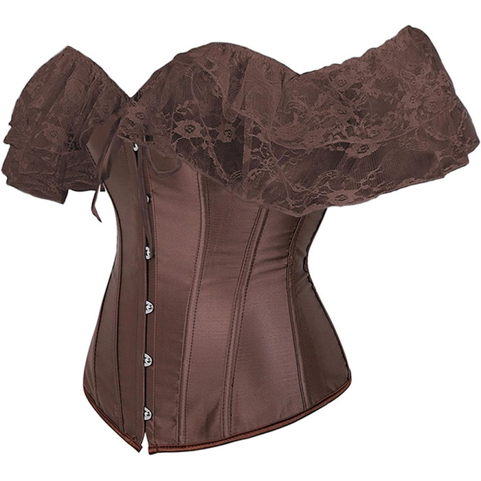 Жіночий корсетний топ у стилі Ренесанс: готичний корсет, бюстгальтер, корсаж, для карнавалу та як спідня білизна (XS, Коричневий)