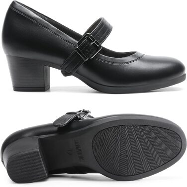 Жіночі туфлі Mary Jane DREAM PAIRS на масивному високому каблуку, класичні чорні pumps для вечірніх суконь (розмір 41 EU, чорний)