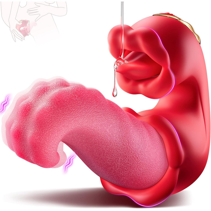 Вібратор для жінок, 3-в-1: вібратор клітора, дildo, масажер. 10 режимів, червоний. Іграшки для дорослих, для пар.