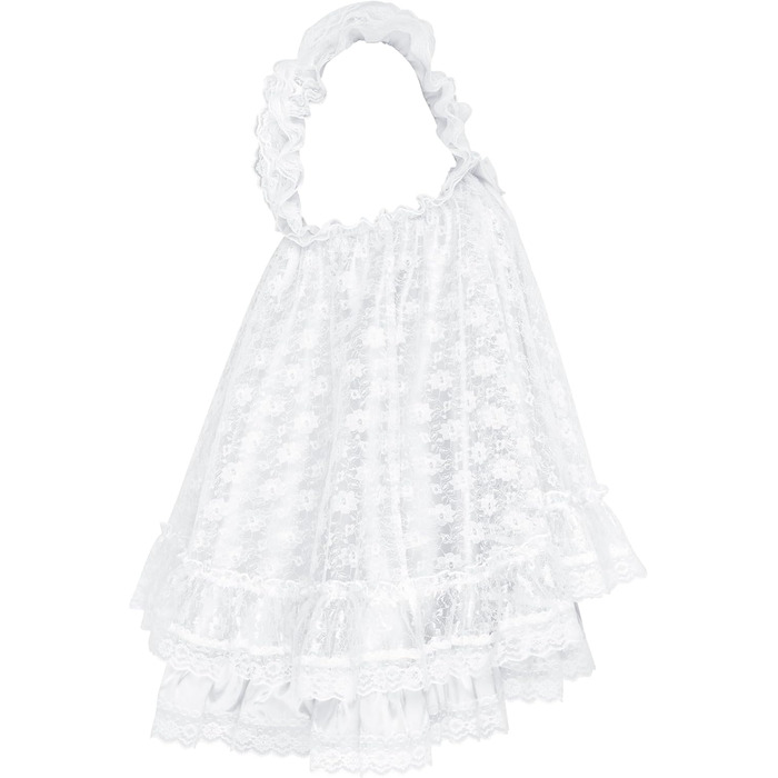 Нічна сорочка-бабідол Satini Dessous з рюшами та мереживом, Cosplay, XXL, білий колір