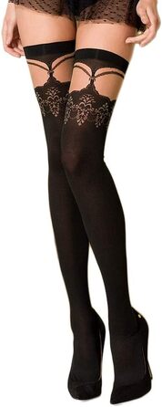 Елегантні мереживні шкарпетки Elente Lovely Leg для жінок (виготовлено в ЄС), різні моделі, білий з блискітками, оздоблення (M-L, чорний з оздобленням на спині)