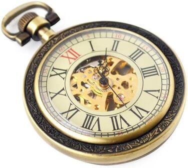 Чоловічий кишеньковий механічний годинник BOSHIYA Vintage Steampunk: скелетон, підзавод, світозарядні стрілки, бронзовий колір, модель B-2