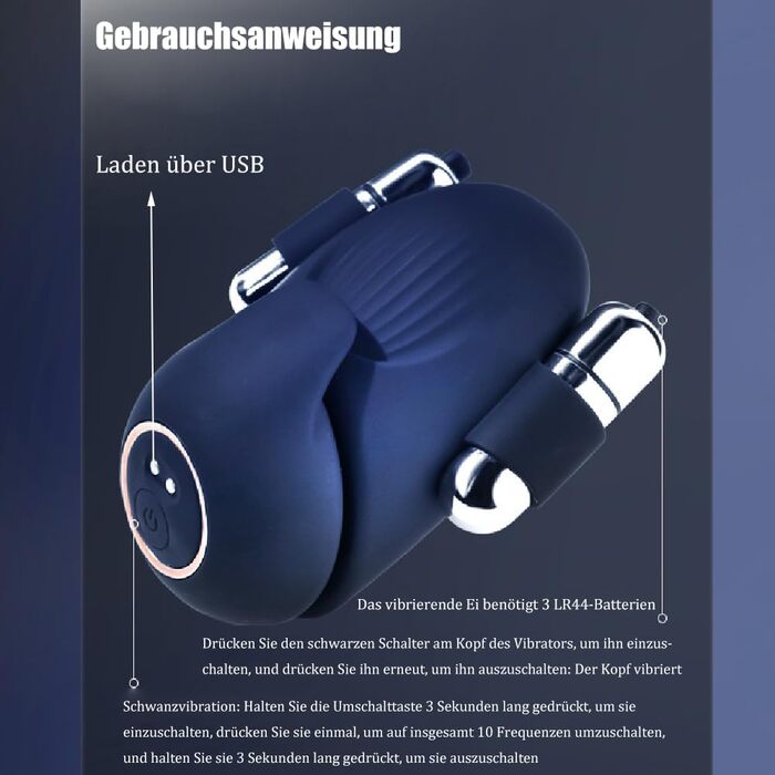 Вібратор для чоловіків Jpscor Eichelvibrator – 10 режимів, сильний стимулятор, електричний кубок-вібратор для соло