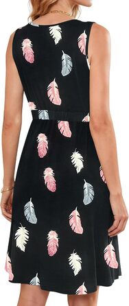 Сукня AUSELILY Soerkleid Ärellos з V-поглибленням, пляжна, повсякденна з кишенями (пір'я, XL)