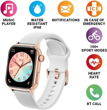 Смарт-годинник Ice-Watch ICE smart 2.0, силіконовий ремінець, дисплей 1,96 дюйма, колір Rose Gold & White