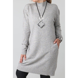 Жіночий світр FEMIMODA сірий, oversize, довжина нижче колін, розмір 42/44