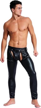 Чорні латекс-легінси з відкритим кроком для чоловіків ARIASS, сексуальна спідниця-сітка з блискавкою, клубний одяг, розмір L