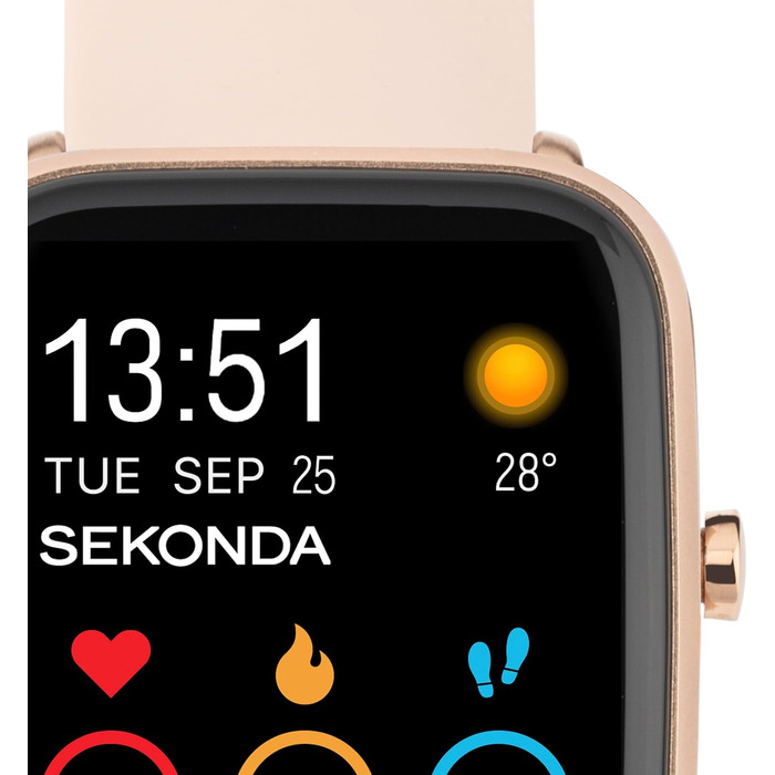 Смарт-годинник Sekonda Motion Plus 36 мм з рожевим силіконовим ремінцем, колір рожеве золото, 30224