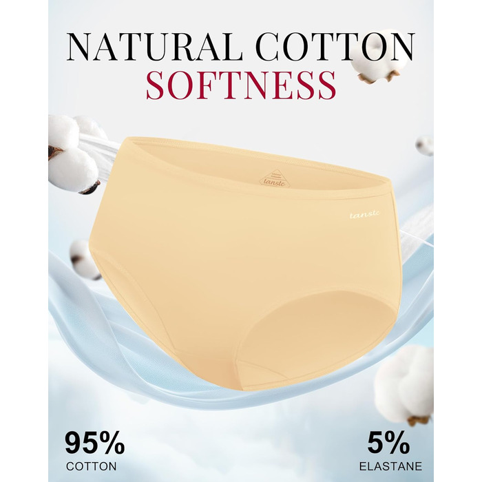 Танстц жіночі труси-сліпи з бавовни, 6 шт. в упаковці, низька посадка, еластичні, дихаючі, чорні (XL)