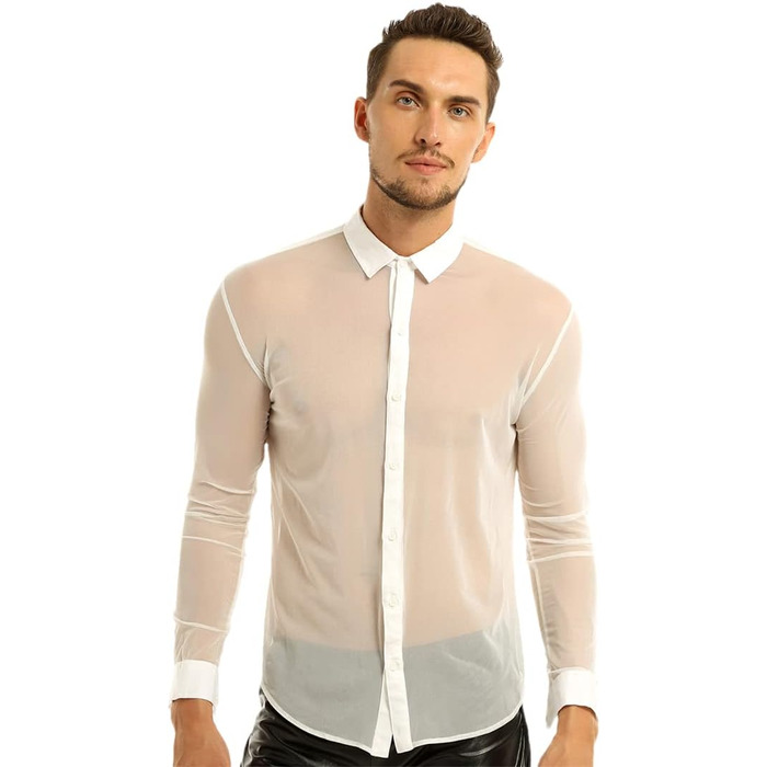 Чоловіча футболка з шнурівкою та сіткою, прозора - для клубів та вечірок