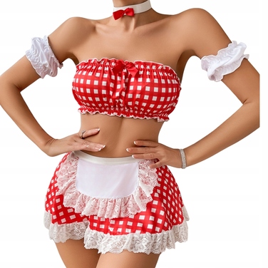 Еротичний костюм покоївниці Maid Dress, червоний, р. S