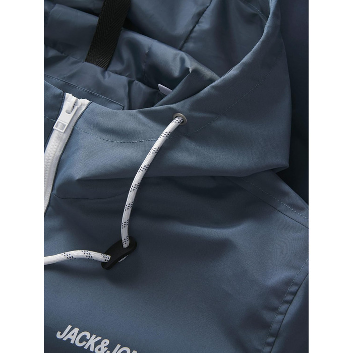 Чоловіча куртка-бомбер JACK & JONES Jjerush Hood Noos з капюшоном, чорно-біла (XXL)