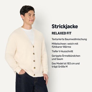 Чоловічий кардиган Amazon Essentials Relaxed Fit з суміші бавовни, колір вівсяно-бежевий меланж, розмір XXL