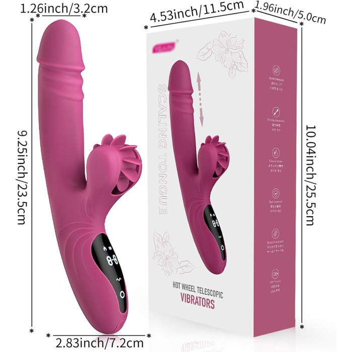 Вібратор для жінок з 9 функціями та підігрівом: Rabbit, стимуляція G-точки, фіолетовий