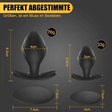 Набір анальних пробок Meeteel з вібрацією (4 шт.) з силікону - 12 режимів, 3 розміри. Анальні пробки для пар, стимуляція простати для чоловіків та жінок