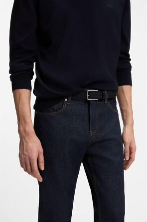 Чоловічий текстильний ремінь BOSS Clorio Sz30 з шкіряними деталями, темно-синій (Navy410), 110 см
