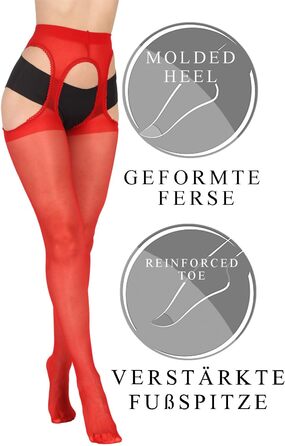 Чулки BANANALU з швом, 20 Den з вирізом (XL, Червоний/Чорний - набір 3 шт.)