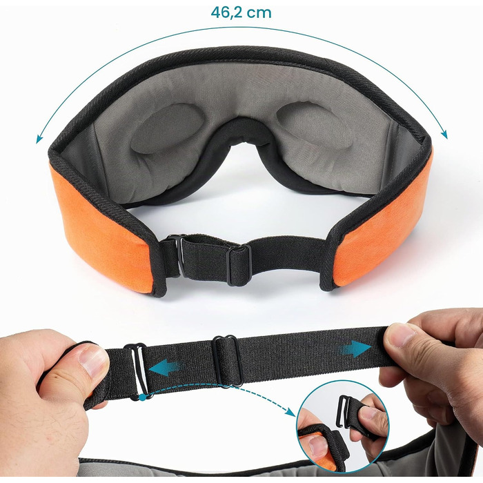 Bluetooth-навушники-маска для сну Schlafkopfhörer, 3D маска на очі з HD-стереодинаміками, регульована та миюча, для сну на боці, подорожей, йоги та медитації, помаранчева