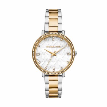 Жіночий годинник Michael Kors Pyper кварцовий, сталевий браслет, сріблясто-золотистий колір