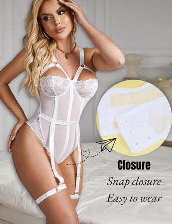 Боді жіноче сексуальне з бретельками, мереживо, Babydoll, великі розміри (3XL-4XL), біле