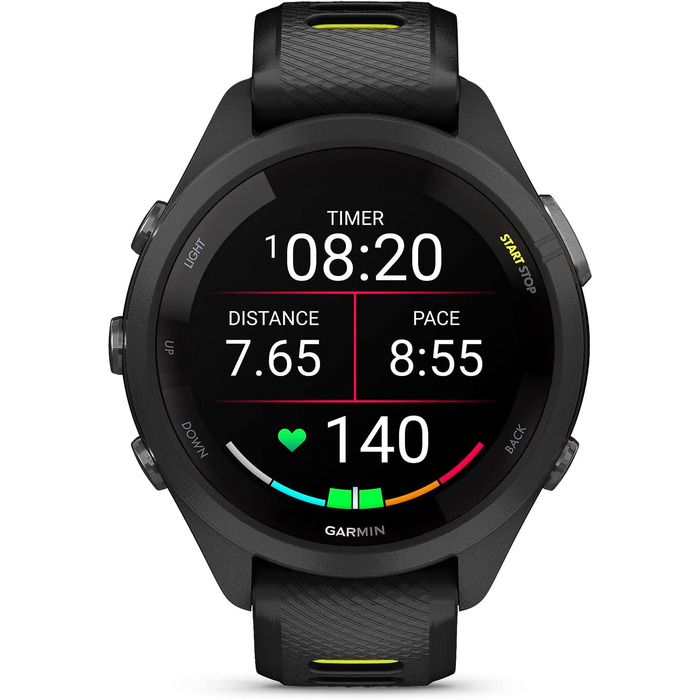 Спортивний смарт-годинник Garmin Forerunner 265S з AMOLED-дисплеєм, функціями тренувань та відновлення, 42 мм (Black/Amp Yellow)