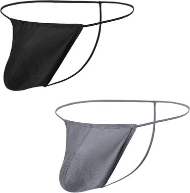 Танга чоловічі BIATWOWR з великою кишенею, шовкові, дихаючі, безшовні, сексуальні труси, чорно-темно-сірі, XL